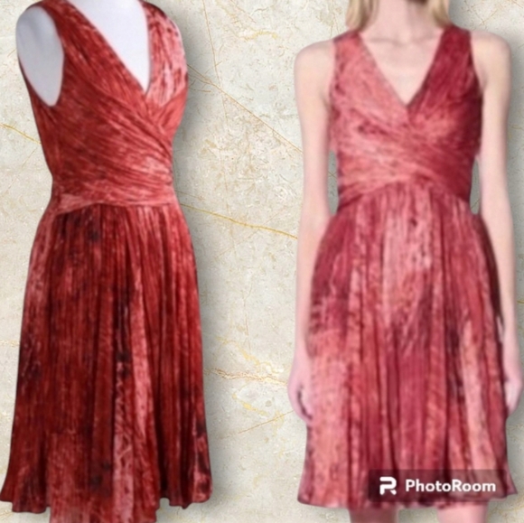 Halston Heritage Faux Wrap Accordion Dress - Picture 1 of 11